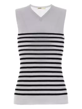 Полосатый топ без рукавов KHAITE, белый