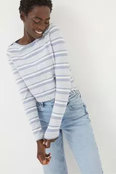 Полосатый топ Breton с толстым лицом Fat Face, синий