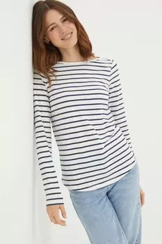 Полосатый топ Breton с толстым лицом Fat Face, белый