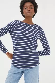 Полосатый топ Breton с толстым лицом Fat Face, синий