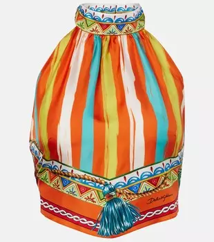 Полосатый топ-халтер из шелка Dolce&Gabbana, разноцветный