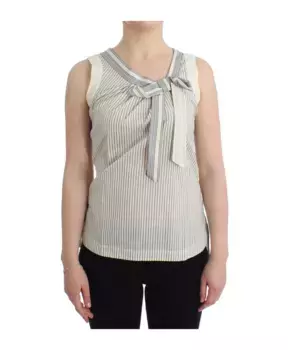 Полосатый топ из хлопка и шелка с бантом Ermanno Scervino, белый