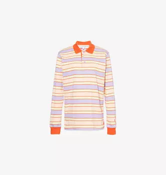 Полосатый топ из хлопкового джерси с воротником-поло Jw Anderson, мультиколор