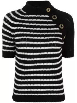 Полосатый топ из смесового кашемира BALMAIN, черный