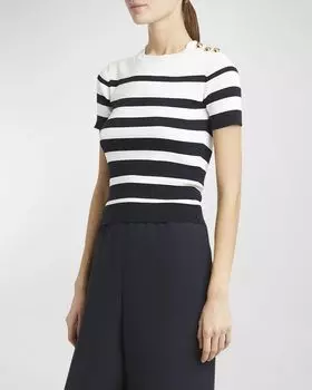 Полосатый топ Maglia с пуговицами Valentino Garavani, цвет Navy Multi