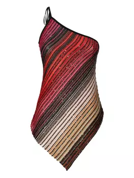 Полосатый топ на одно плечо Missoni, черный