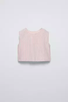 Полосатый топ с бантиками ZARA, розовый
