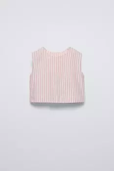 Полосатый топ с бантиками ZARA, розовый