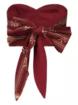 Полосатый топ с цветочной вышивкой Ottod'Ame, красный