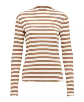 Полосатый топ с длинными рукавами и рюшами по краям Karen By Simonsen, мультиколор