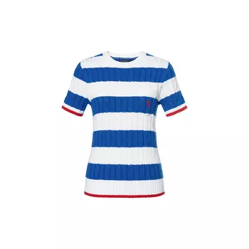 Полосатый топ с косичной вязкой Polo Ralph Lauren, белый
