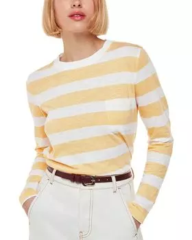 Полосатый топ с круглым вырезом и карманом Whistles, желтый