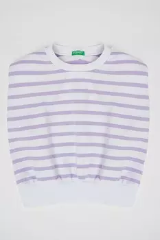 Полосатый топ с подплечниками United Colors Of Benetton, белый