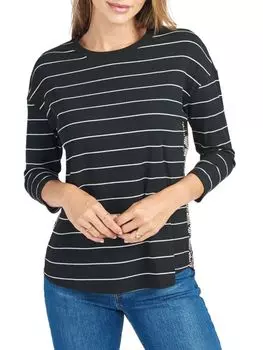 Полосатый топ с рукавами три четверти DR2 by Daniel Rainn Black