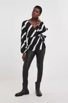 Полосатый топ с тканевым верхом с рюшами Jd Williams, черный