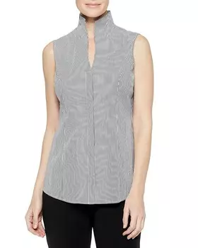 Полосатый топ с воротником-стойкой Misook, черный