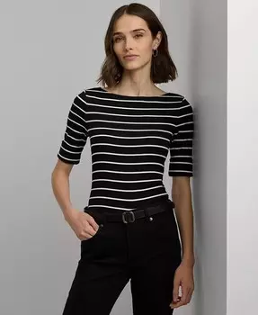 Полосатый топ с вырезом-лодочкой Lauren Ralph Lauren, мультиколор