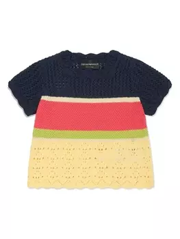 Полосатый топ в технике кроше Emporio Armani Kids, желтый
