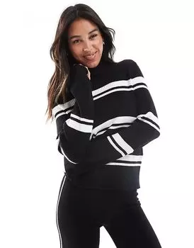 Полосатый топ-водолазка в черном и белом цвете Pieces