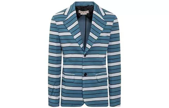 Полосатый трикотажный блейзер MARNI, синий