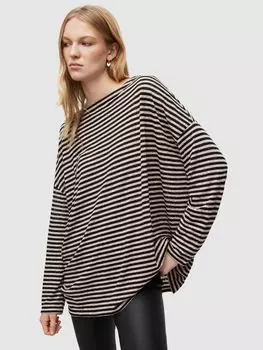 Полосатый трикотажный топ AllSaints Rita, мел/чернила