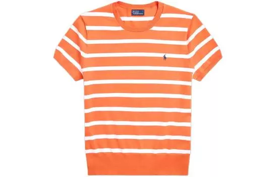 Полосатый трикотажный топ из хлопковой смеси Polo Ralph Lauren, Orange