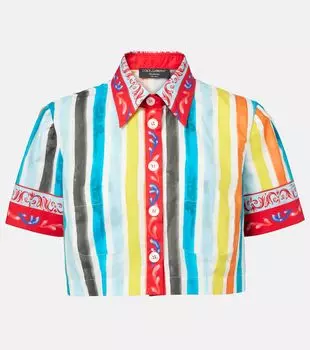 Полосатый укороченный хлопковый топ Dolce&Gabbana, разноцветный