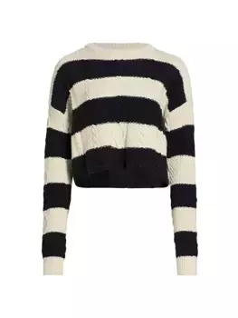 Полосатый укороченный свитер косой вязки Askk Ny, цвет stripe