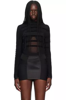 Полосатый велюровый боди Jean Paul Gaultier, черный