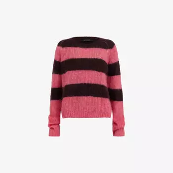 Полосатый вязаный джемпер lana из смесового мохера Allsaints, розовый