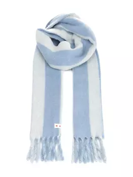 Полосатый вязаный шарф Marni, синий