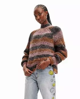 Полосатый вязаный свитер Desigual, розовый