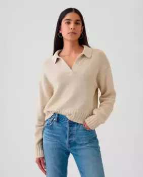 Полосатый вязаный свитер Gap, цвет Natural