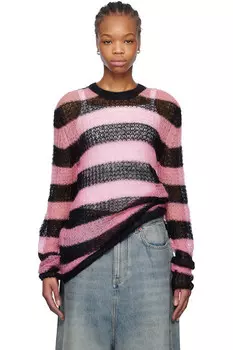 Полосатый вязаный свитер We11Done, розовый