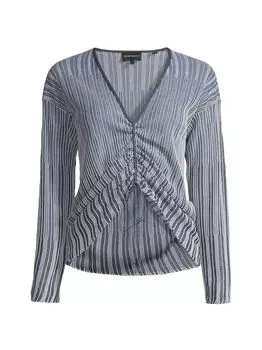 Полосатый вязаный топ с кулиской Emporio Armani, нави