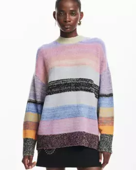 Полосатый вязаный женский свитер Desigual, мультиколор