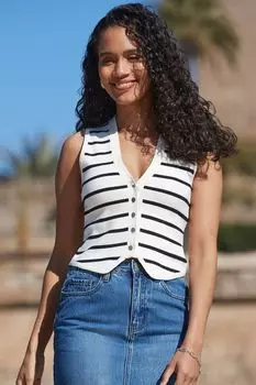 Полосатый вязаный жилет Sosandar, белый