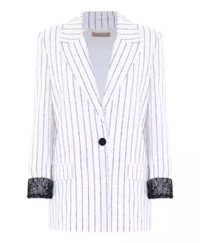 Полосатый жакет с кружевными манжетами из реброде Kocca, бежевый