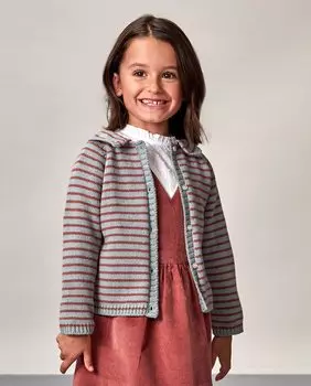 Полосатый жакет с рюшей на шее Gocco, синий