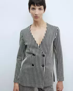 Полосатый жаккардовый пиджак Sfera, черный