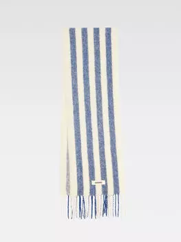 Полосатый жаккардовый шарф JACQUEMUS The Carro scarf, цвет Print White & Blue Stripes