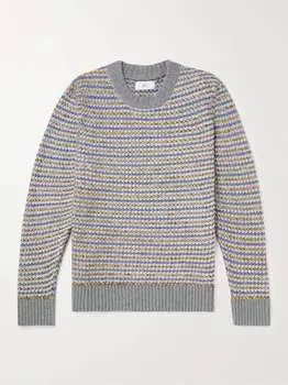Полосатый жаккардовый свитер из шерсти мериноса Mr P., синий