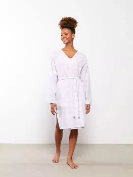 Полосатый женский банный халат с длинным рукавом LCW Home