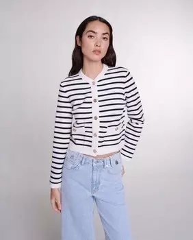 Полосатый женский кардиган с застежкой на пуговицы Maje, мультиколор