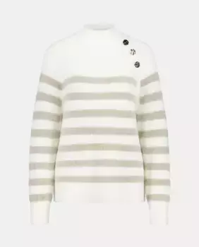 Полосатый женский свитер на пуговицах Easy Wear, коричневый