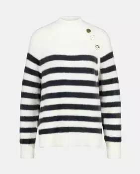 Полосатый женский свитер на пуговицах Easy Wear, черный