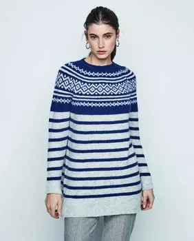 Полосатый женский свитер с длинным рукавом & Me Unlimited, серый