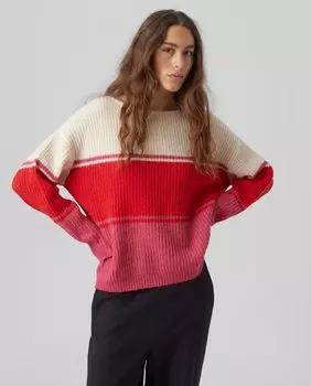 Полосатый женский свитер с длинными рукавами Vero Moda, мультиколор