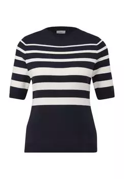 Полосатый женский свитер с короткими рукавами s.Oliver BLACK LABEL, белый