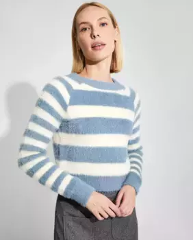 Полосатый женский свитер с круглым вырезом Nalle, мультиколор
